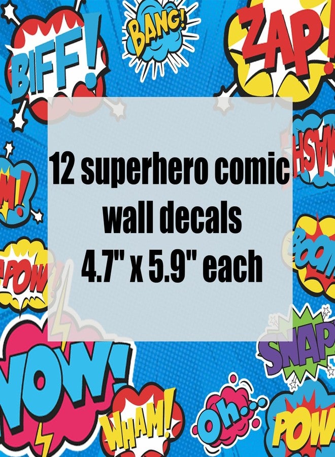 iinuu Superhero Comic Words Wall Decals - 12 Pack Action Sound Effects Stickers Peel and Stick Vinyl, Waterproof & Durable, Perfect for Kids' Room, Playroom, Nursery, Game Room, or Office Decor (1) - Image 5